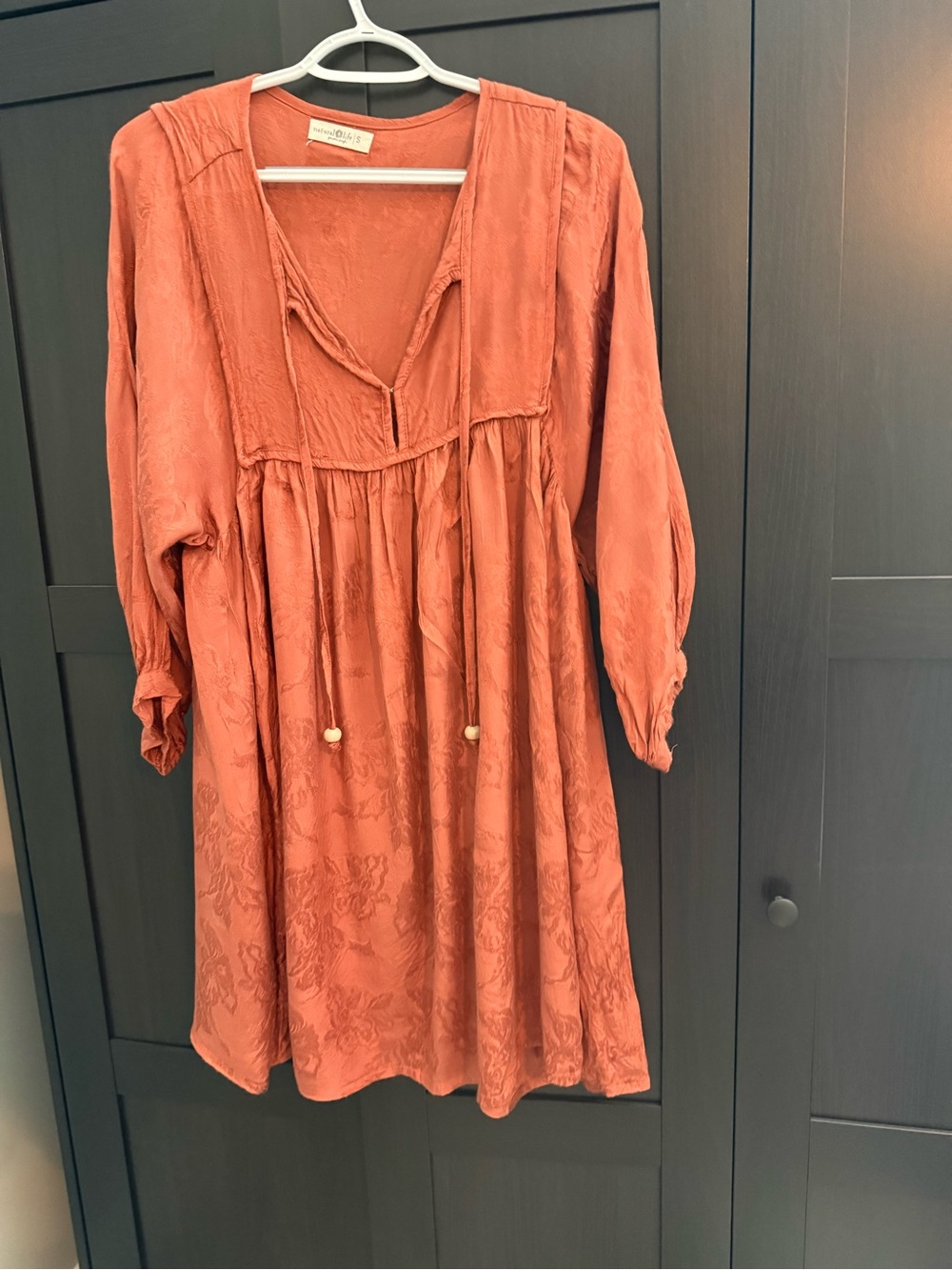 Natural Life Rust Terracotta Boho Jacquard Mini Dress Size S